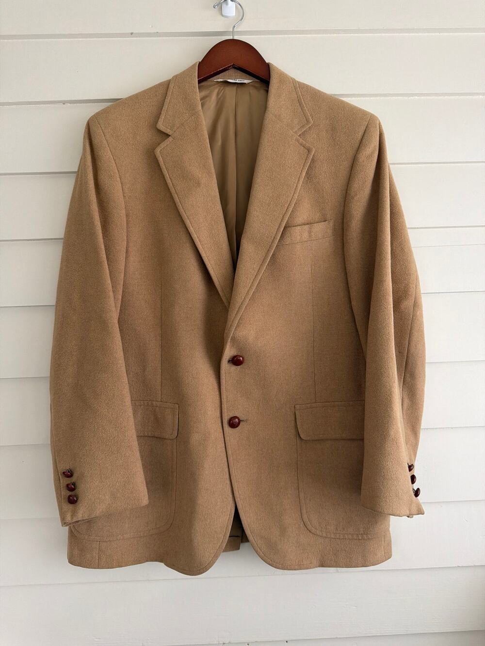 Vintage 100% Camel Hair Blazer Tan Oversized Boyfriend Old Money Heritage L / XL